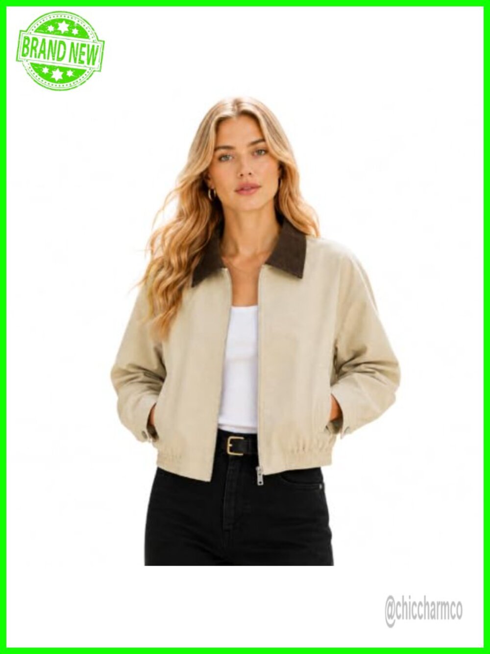 Orolay Women's Water-Repellent Utility Cropped Barn Jacket Zip Up Spring Fall
